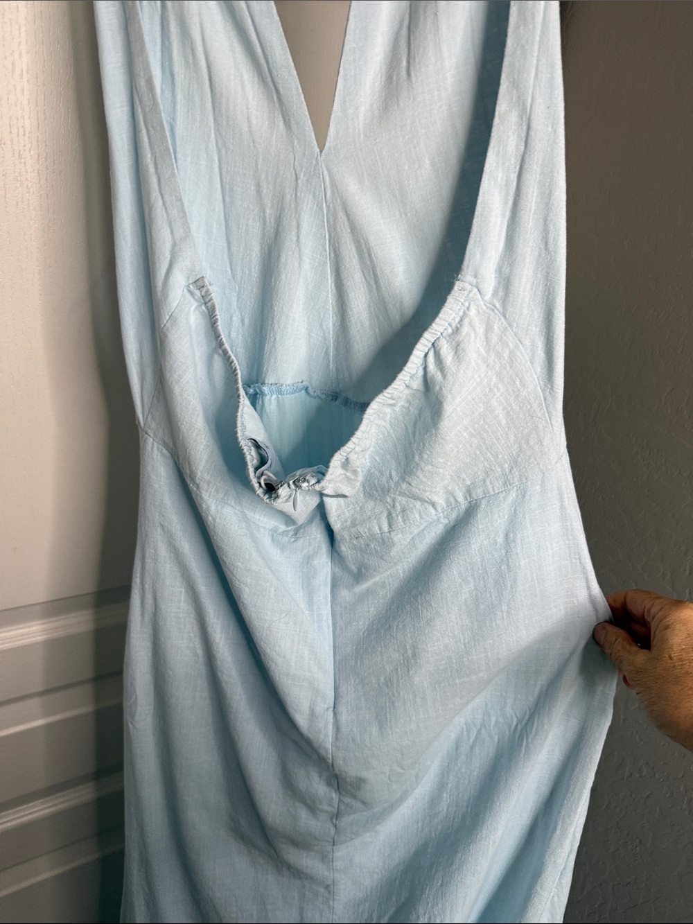 Petal & Pup 100% Cotton Light Blue V-Neck Sleeveless Maxi Dress - Picture 7 of 9